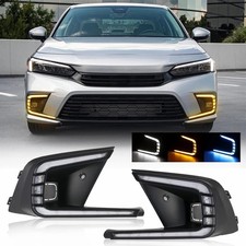 DRL For Honda Civic 22-23 LED Daytime Running Light Fog Head Lamp W/ Turn Signal