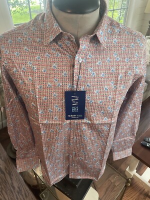Primary Blues Men s Patterned Long Sleeve Collared Shirt SLIM FIT MEDIUM NWT