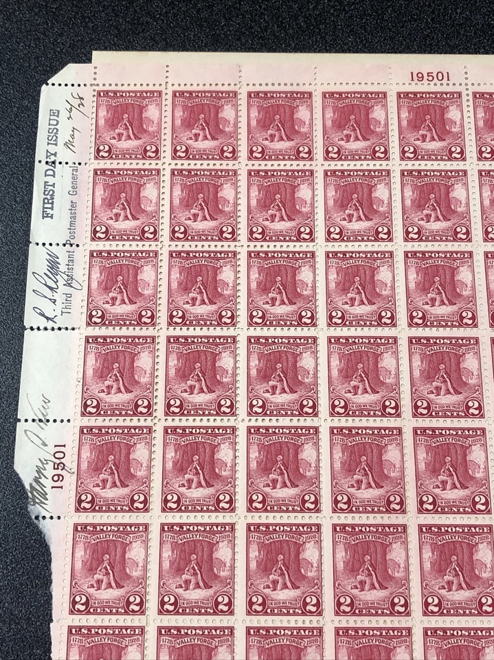 645 Sheet Of 100 Pasted On Paper Signed First Day Of Issue & Postmaster. - Image 3 of 4