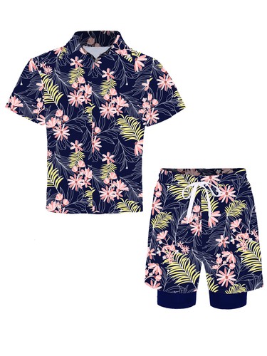 Boy Shirts With Boardshorts Digital Printed Sunsuit Athletic Swimsuit Beachball - Picture 41 of 60