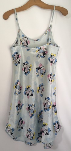 Vintage Retro Satin Blue Disney Mickey Minnie 90’s Short Slip Nightie Size 10 - Picture 3 of 12