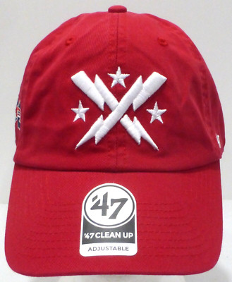 DC Defenders XFL Logo Football Cap Hat, '47 Cleanup Adjustable, Red, OSFA, NWT