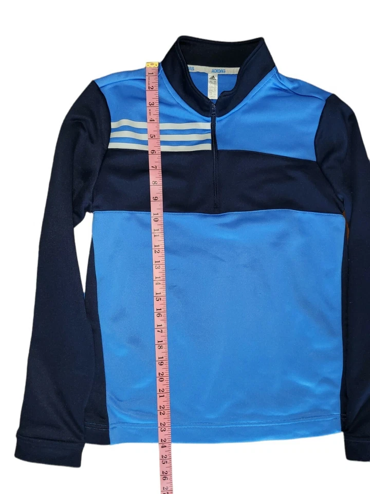 Boy's Adidas Blue  1/4 Zip Pullover Track Athletic Shirt Sz M - Image 4 of 4