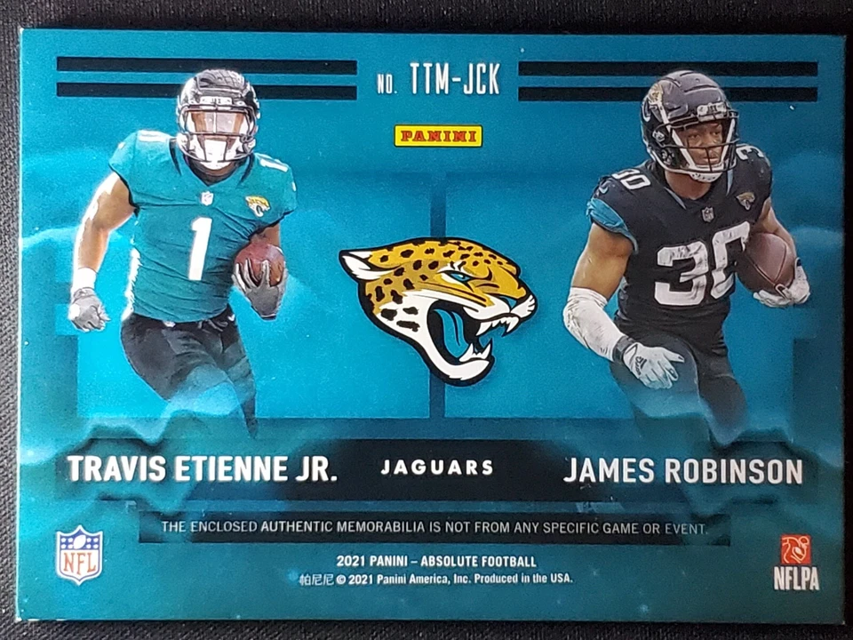 2021 Absolute Travis Etienne/James Robinson Team Tandem Jersey #18/25 Jaguars - Image 2 of 2
