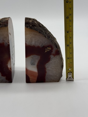 Ágata Geoda Ámbar Blanco Naturaleza Patrones Artísticos Juego de 2 Expositores Pulidos - Imagen 10 de 12