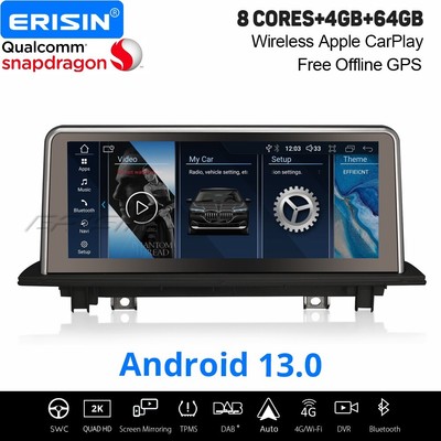 Qualcomm 10,25'' IPS Android 14 Autoradio Navi DAB+ CarPlay 4+64GB DSP BMW X1 F48