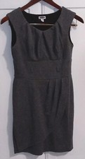 Intermission Women's Bodycon Dress Size 6 Gray Ruched Round Neck Cross Skirt EUC