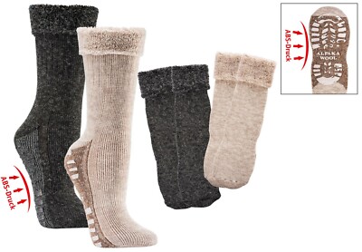Homesocks ABS-/Stoppersocken mit Wolle + Alpaka, vollplüsch, super weich, 2 Paar