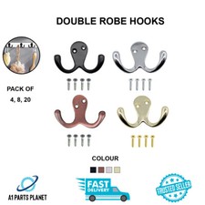 Double Robe Twin Coat Hooks Door Dress Bathroom Bedroom Clothes Hangers