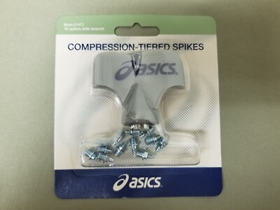 New Asics 12 Pk. Compression Tiered Spikes With Wrench.