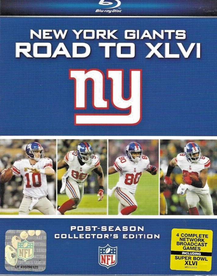 NFL,New York Giants Road to XLVI, NEW Blu Ray Games Complete