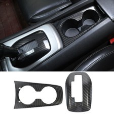 Carbon Fiber Gear Shift Panel Cup Holder Cover Trim For 2010-15 Chevrolet Camaro
