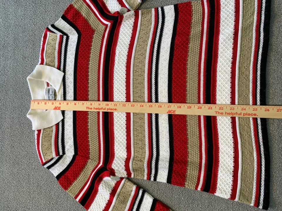Suéter Alfred Dunner Talla Pequeña S Tejido a Rayas Rojo Blanco Negro con Cuello Foto 3 de 4