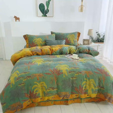 Bedding Set 4pcs 100 Cotton Gauze Jacquard Duvet Cover Flat Sheet 2 Pillowcases