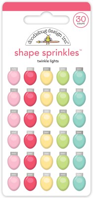 Doodlebug Sprinkles Puffy Stickers Twinkle Lights Christmas Colorful Bulbs
