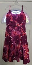 DEMA Summer Dress Women L Pink Multicolor Floral Cotton Spaghetti Strap Zip Nice