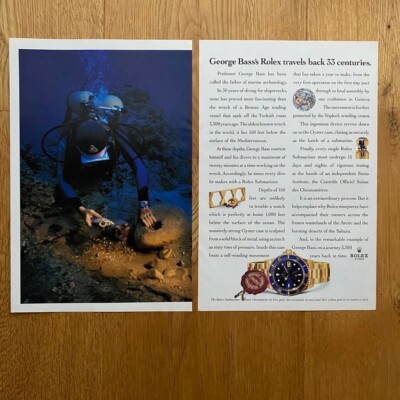 Rolex Submariner George Bass 1992 Vintage Watch Ad Werbung Reklame