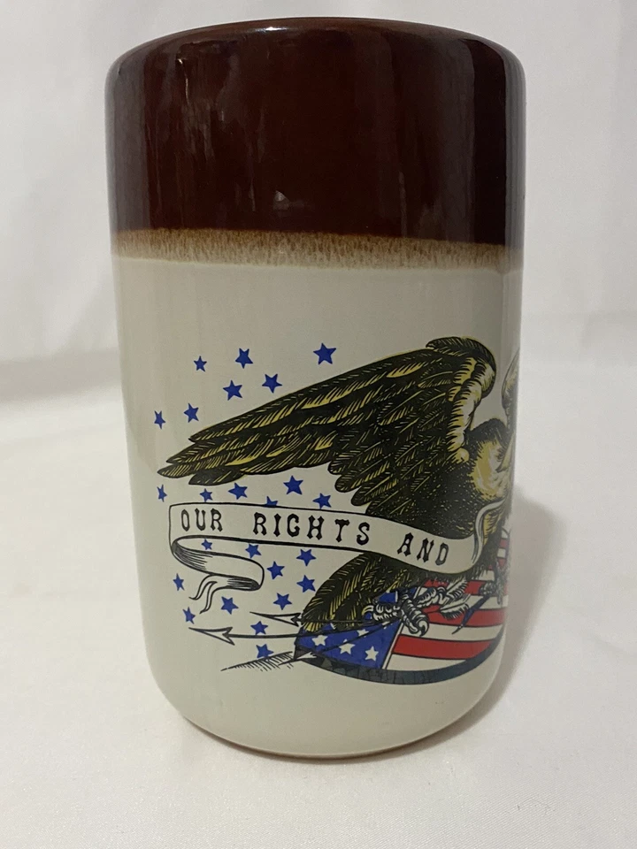 Taza De Colección NUESTROS DERECHOS Y NUESTRAS LIBERTADES Gres Bandera Colonial Americana Foto 4 de 4