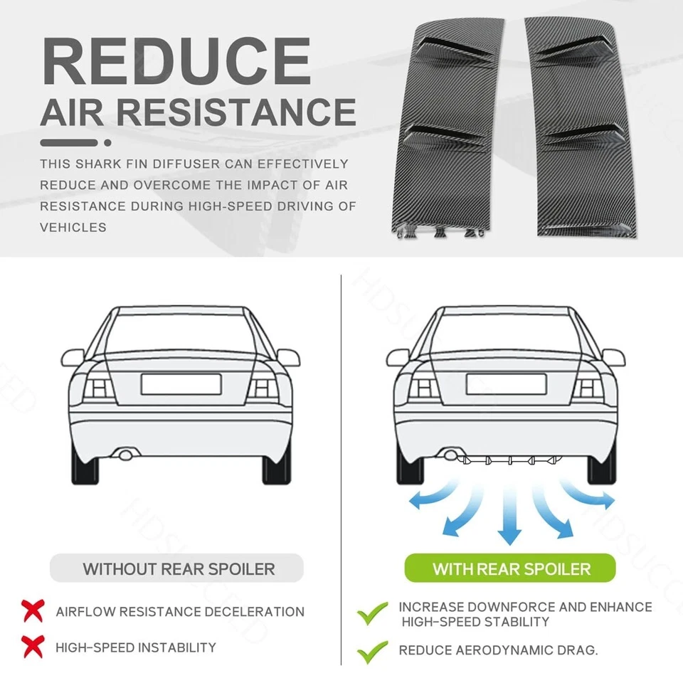 Difusor de parachoques trasero de carbono Fit E90 E92 F30 F10 G30 5 aletas alerón divisor de labios Foto 3 de 4