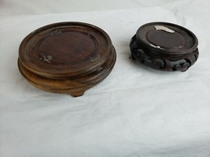 Set of 2 vintage chinese mismatched wood stands