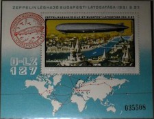 HUNGARY HUNGARY 1977 Block 127 A C392 Histroy Airships Airplanes Zeppelin MNH