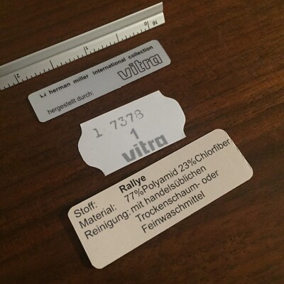 Eames chair for Vitra 60's-70's Euro , Restoration decal set (3) Rallye
