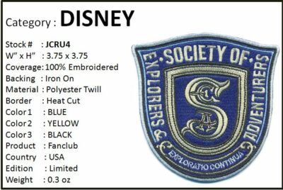 SOCIETY OF  EXPLORERS AND ADVENTURERS PATCH - SECRET DISNEY SOCIETY - JCRU4