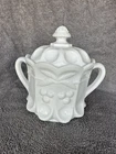White Milk Glass Cookie Jar: Vintage Westmoreland Biscuit Jar Cherry and Cable