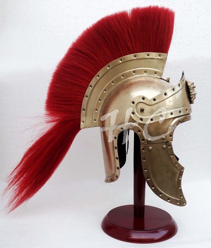 Medieval Knight Brass Viking Armour SPARTAN Helmet Red Plume HALLOWEEN COSTUME - Picture 4 of 7