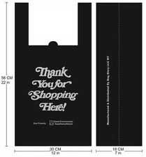 Non-Woven Reusable Bulk T-Shirt Grocery Bag Tote Thank You 50-200 Pieces 45GSM