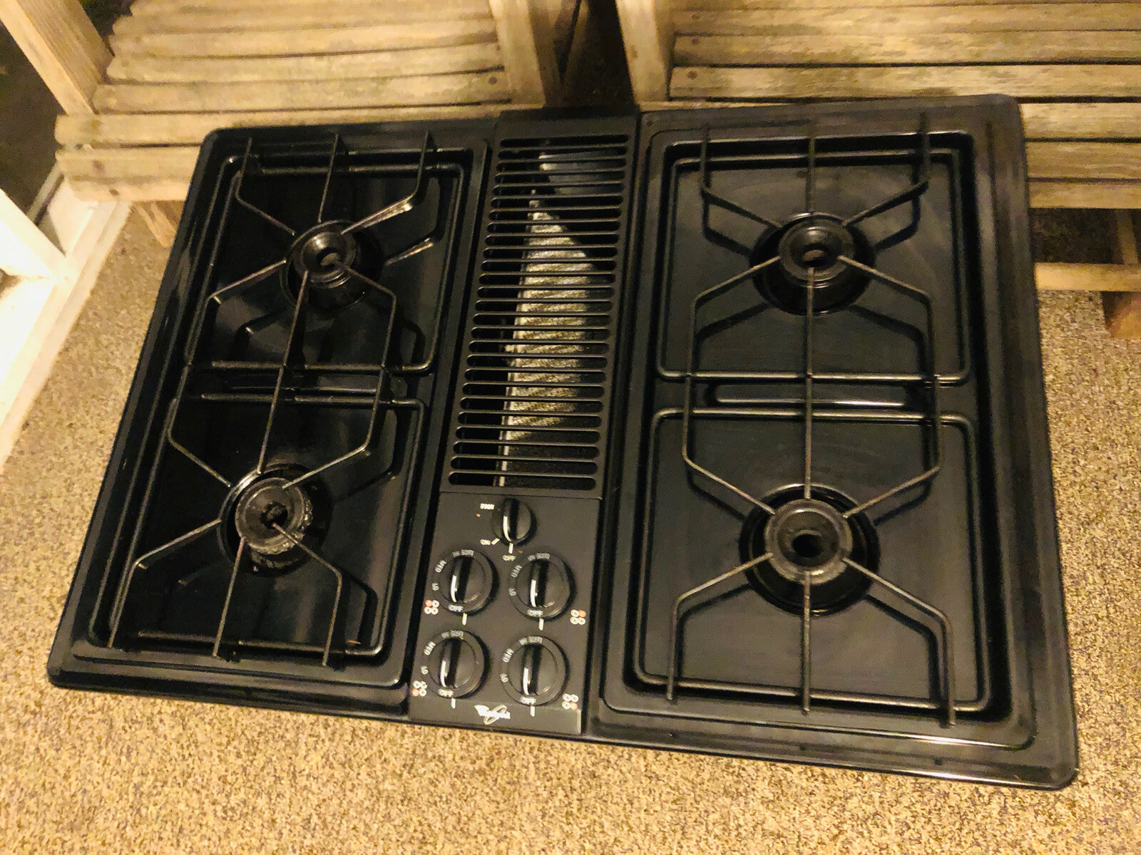 Jenn Air 30” Gas Stove Cooktop Range SC8720EDB Black W/ Downdraft Vent