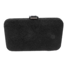 Hermatite Tone Fashion Satin Rhinestone Clutch Evening Bag TLX188-BLK