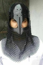 Battle Ready Medieval Viking Helmet   18G Steel Armor Helmet with Chainmail