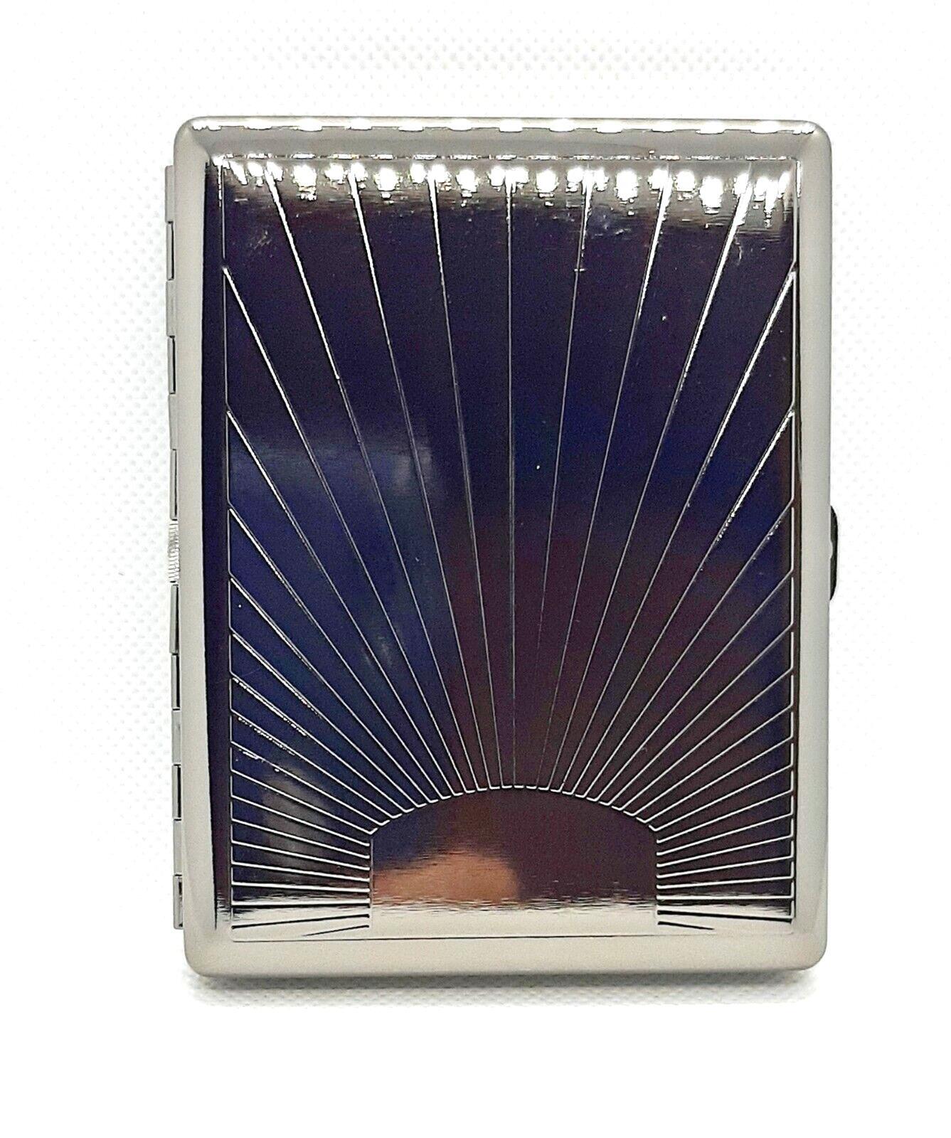 RYO Gun Metal Sunrise Design 100s Size Double Sided Cigarette Case