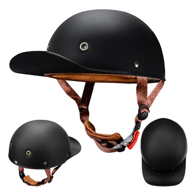 Motorcycle Half Helmet DOT Retro Baseball Cap for Adult Scooter Street Cruiser