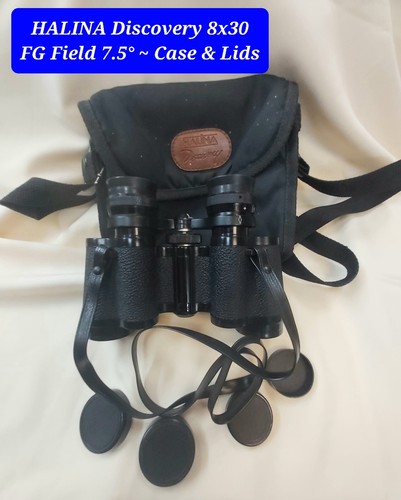 HALINA Discovery 8x30 Binoculars+ Lids +Soft Case & Straps Wide Angle F=7.5° VGC - Picture 14 of 23