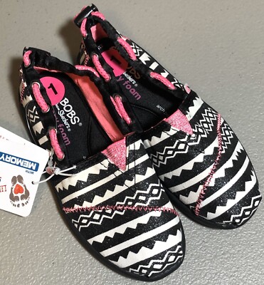 Lil Bob s World By Sketcher s Kids Slip-On Sneakers NWT White Black Pink 11