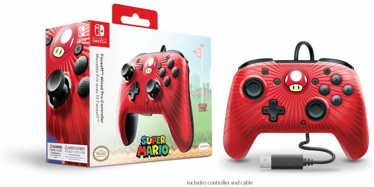 PDP Nintendo Switch Faceoff Wired Pro Controller - Red Mushroom (500-056-D6)™