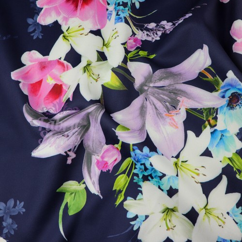 FS577 Tulie Floral Print 4 Colours Jersey Stretch Dress Scuba Fabric - Picture 24 of 32