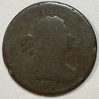 1804 Crosslet 4, Stems Draped Bust Half Cent Good G Coin, Rim Bump #18369