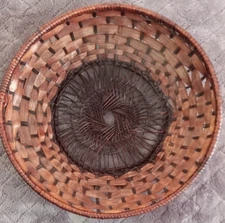 Bamboo Wicker Wood 9.5" Round Brown Basket