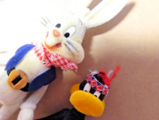 Juego de 2 de colección LOONEY TOONS WARNER BROS 1988 BUGS BUNNY & DAFFY DUCK*flocado