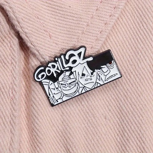 Pin's Métallique "Gorillaz" Noir et Blanc - Broche de Collection pour Fans de - Picture 3 of 8