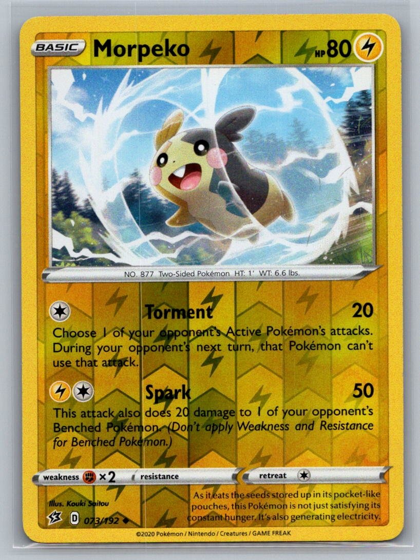 Morpeko 073/192 Uncommon Rebel Clash Pokemon Reverse Holo Near Mint