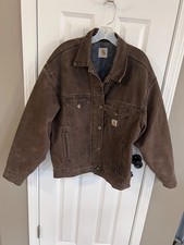 Vintage Carhartt Trucker Jacket Mens Size XL Dark Brown Blanket Lined 90s JB182