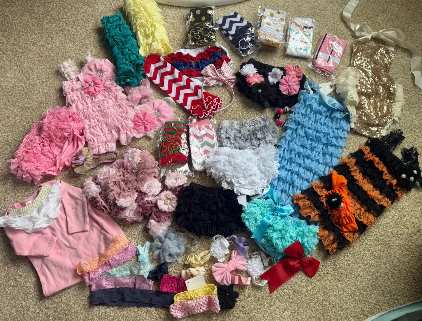 49 piece baby boutique clothing lot 0 to 12 months