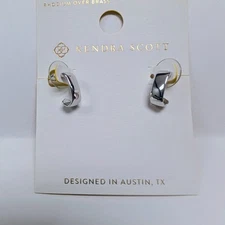 Kendra Scott Traci Huggie Hoop Earrings Silver Tone Pierced