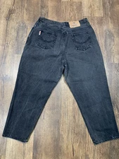 VINTAGE GITANO WOMENS BLACK JEANS SIZE 36/22W MOM LOOSE SHORT 100% COTTON