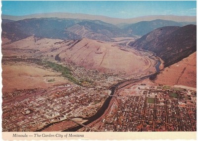 Missoula Montana Aerial View The Garden City Vintage Chrome Postcard UNP 6x4
