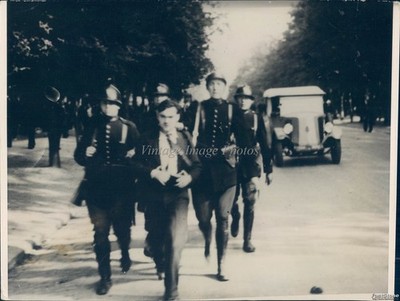 1935 Brest France Gardes Mobiles Naval Arsenal Riots Historic Vintage Photo 7x9